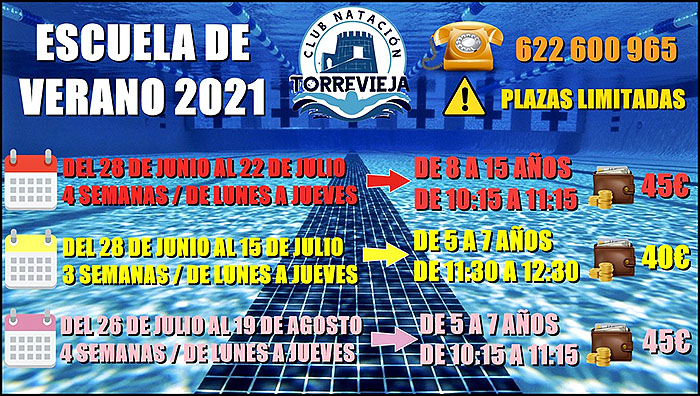 Abierto el plazo de inscripción de las Escuelas de Verano de Natación