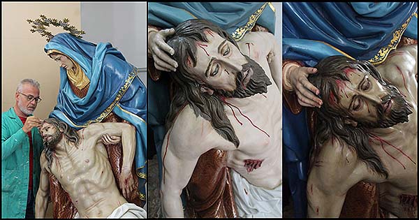 El grupo escultórico de Nuestra Señora de la Piedad, recobra su aspecto original