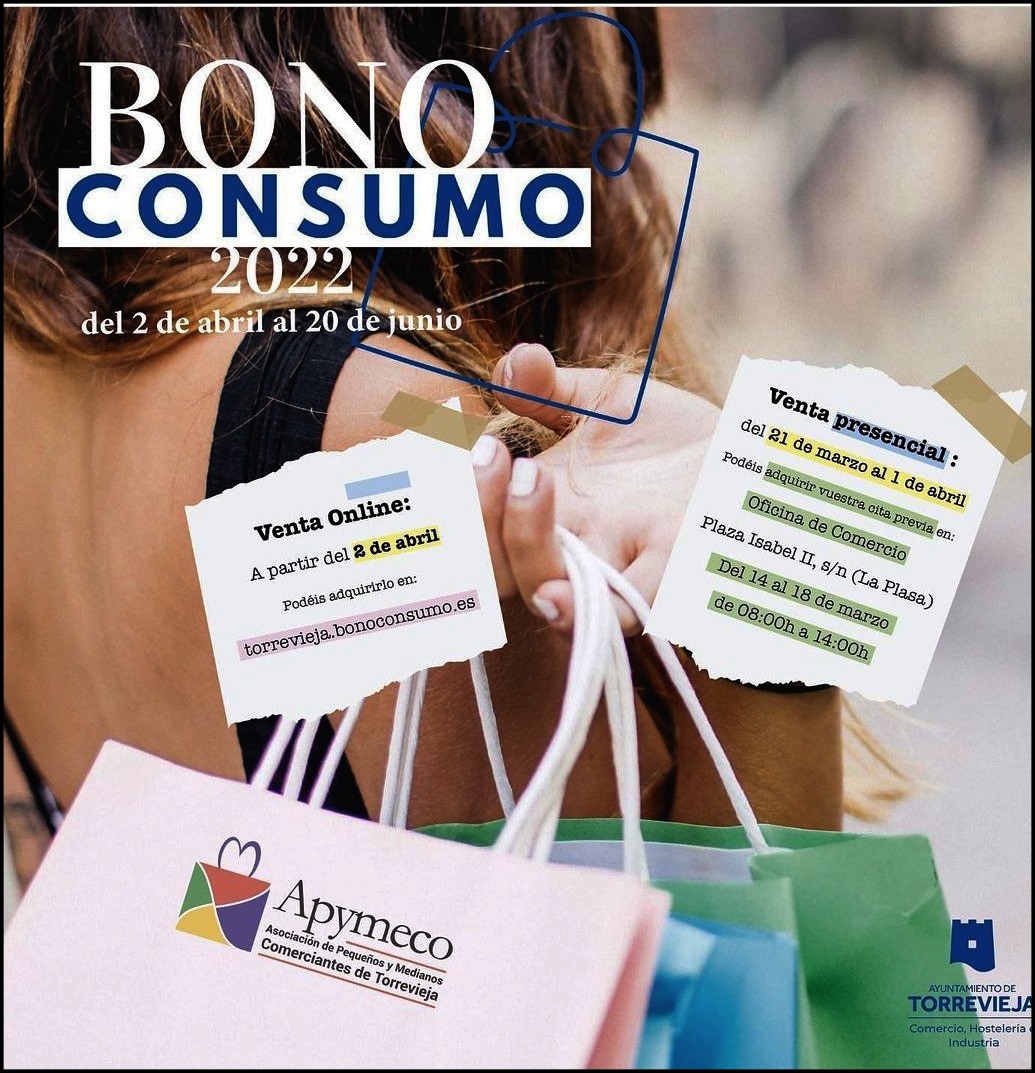 No olvides disfrutar  del «Bono Consumo 2022» en comercios y restauración de Torrevieja