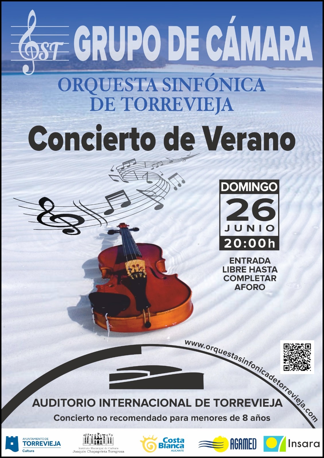 Concierto de verano.  Grupo de cámara del Orquesta Sinfónica de Torrevieja. Mañana  a las 20:00 horas en el Auditorio Internacional