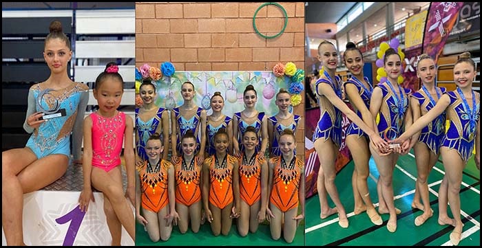 Daria Kalunina y el conjunto cadete del Club Gimnasia Rítmica Torrevieja subcampeonas autonómicas