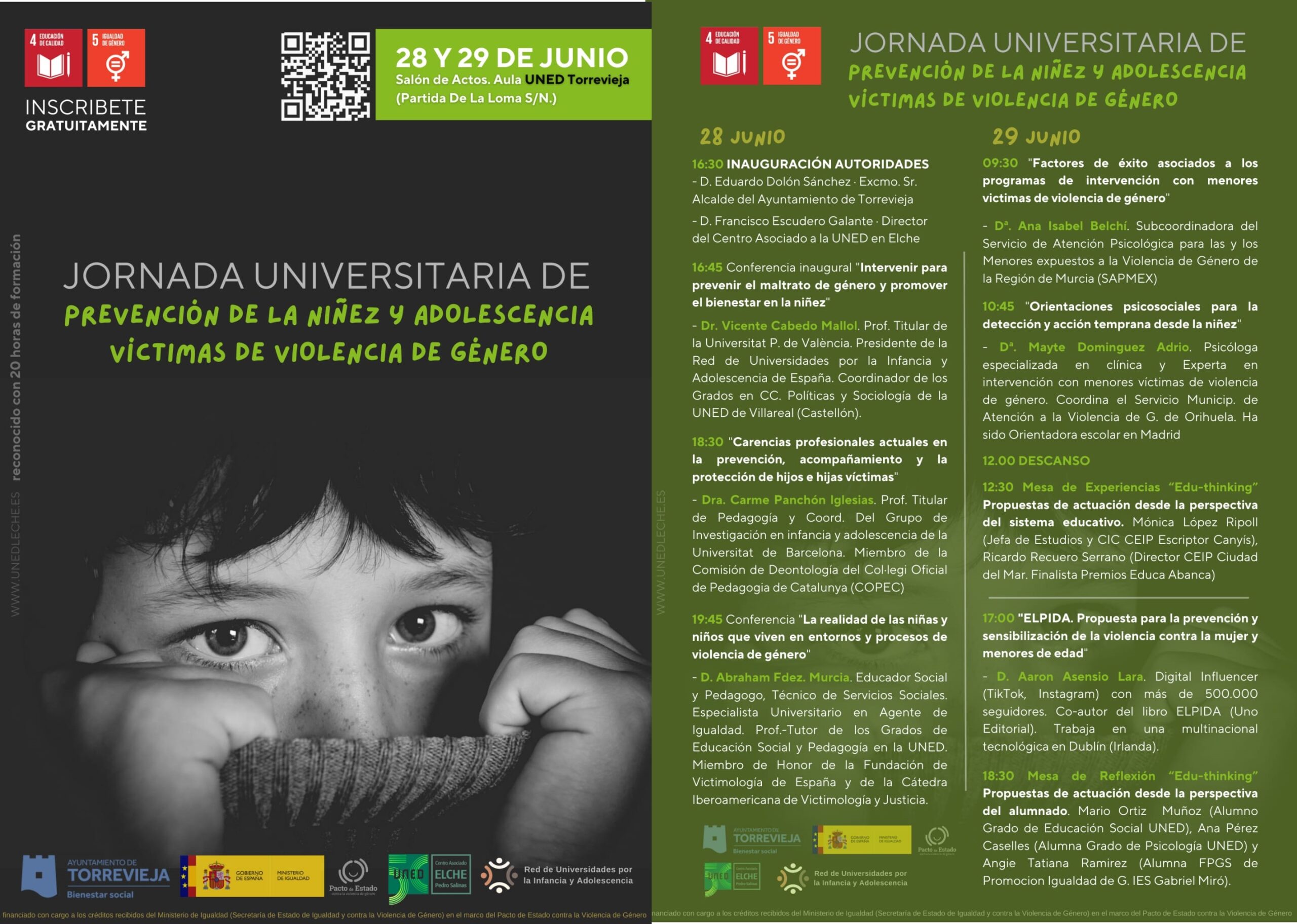 Hoy y mañana se celebra en Torrevieja la Jornada Universitaria de prevención de la niñez y adolescencia víctimas de violencia de género.