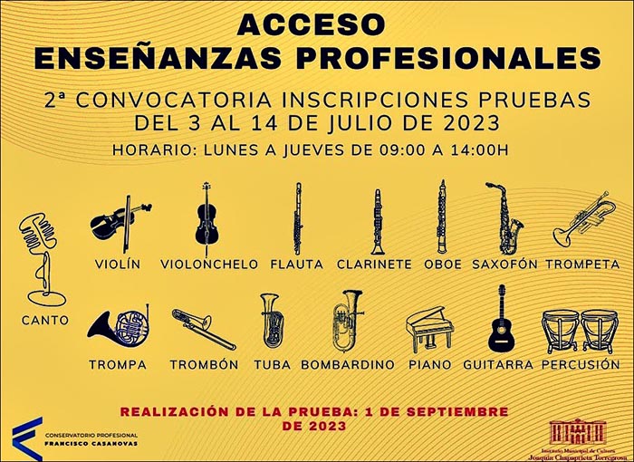 El Conservatorio abre la segunda convocatoria de las pruebas de acceso a enseñanzas profesionales.