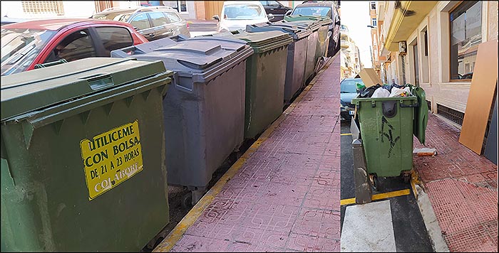 Pablo samper afirma que el casco urbano de Torrevieja sigue con contenedores en mal estado después de 14 meses de firmarse el nuevo contrato de aseo urbano