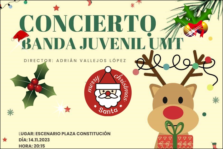 La Banda Juvenil de la UMT, nos ofrece esta tarde su Concierto de Navidad