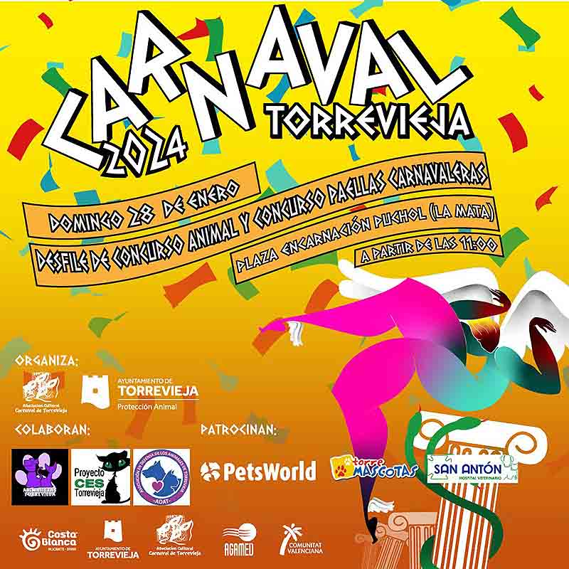 Ven a vivir el ritmo y el color del Carnaval de Torrevieja 2024. ¡Ultimo día con «El carnaval de los coles»!
