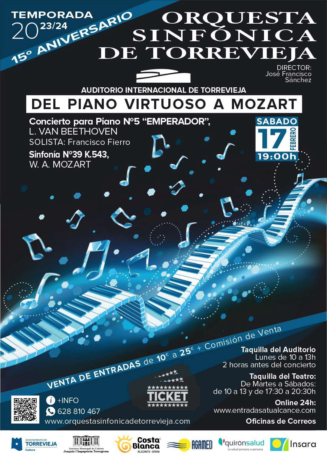Orquesta Sinfónica de Torrevieja –  ¡Últimas entradas!  Concierto «Del piano virtuoso a Mozart» – ¡Entradas a la venta!