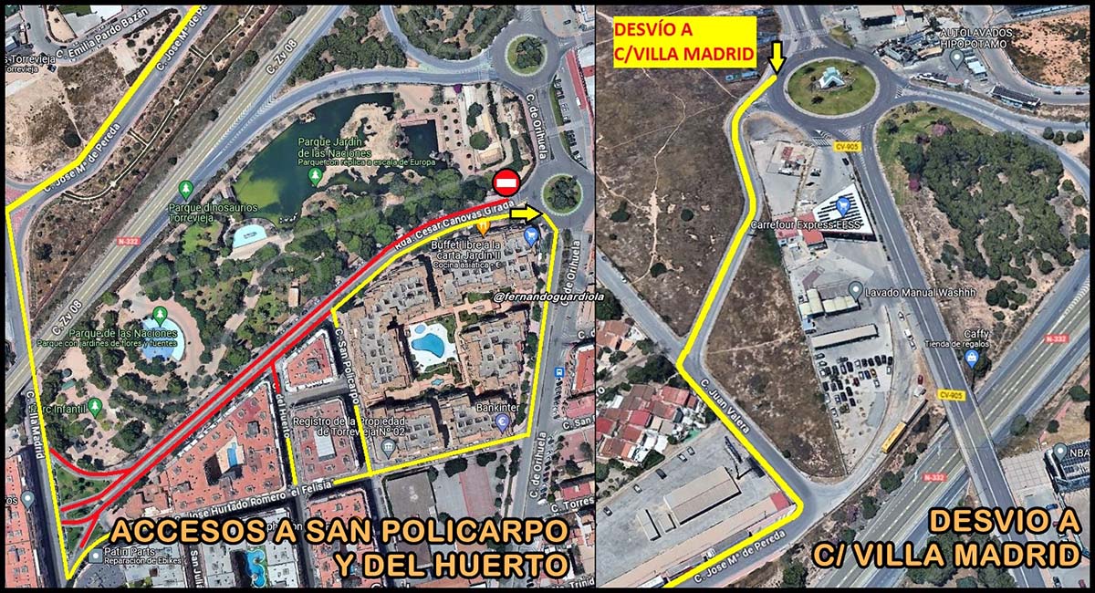 Corte de calle en Ronda César Cánovas Girada por obras