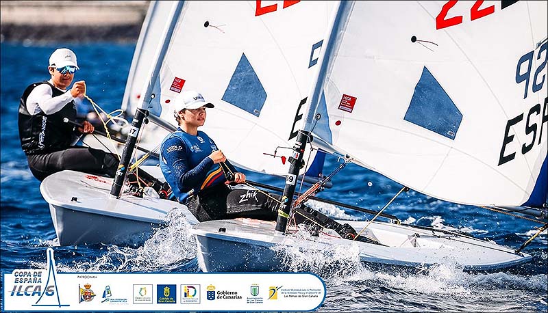 Adriana Castro, Oro féminas sub19 y sub21 y Leo Griñán, plata en sub17 masculino en la copa de España de Ilca 6 en Gran Canaria