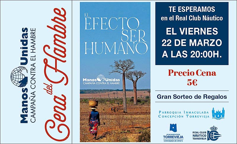 La tradicional «Cena del hambre» de Manos Unidas, se celebrará el viernes 22 de marzo en el RCNT