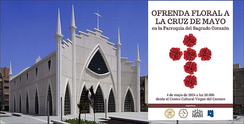 Ofrenda a la Cruz de Mayo en la parroquia del Sagrado Corazón