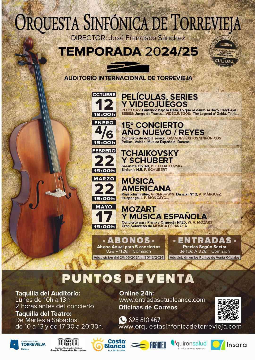 Orquesta Sinfónica de Torrevieja –  Temporada 2024/25  ¡Abónate y disfruta de sus ventajas!