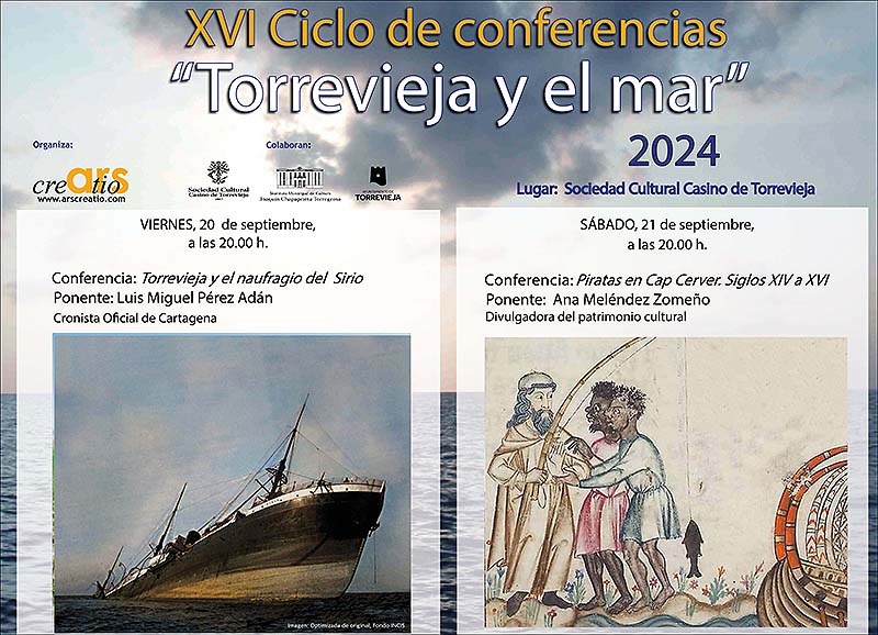 Piratas y naufragios será la temática del XVI ciclo de “Torrevieja y el Mar” de Ars Creatio