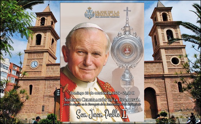 La Parroquia de la Inmaculada acoge esta tarde la reliquia de san Juan Pablo II entregada por la Santa Sede para su veneración en el Museo de La Purísima