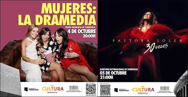 El concierto de Pastora Soler, el show de la Dramedia y la Unión Musical Torrevejense le dan el toque cultural a este fin de semana