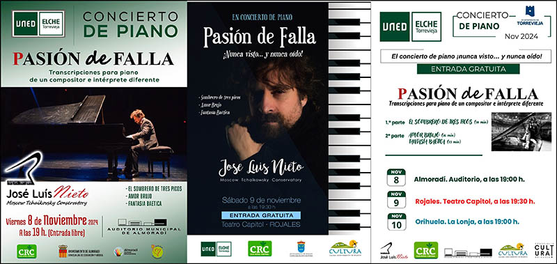 La Uned de Torrevieja organiza conciertos de piano en las localidades de Almoradí, Rojales y Orihuela
