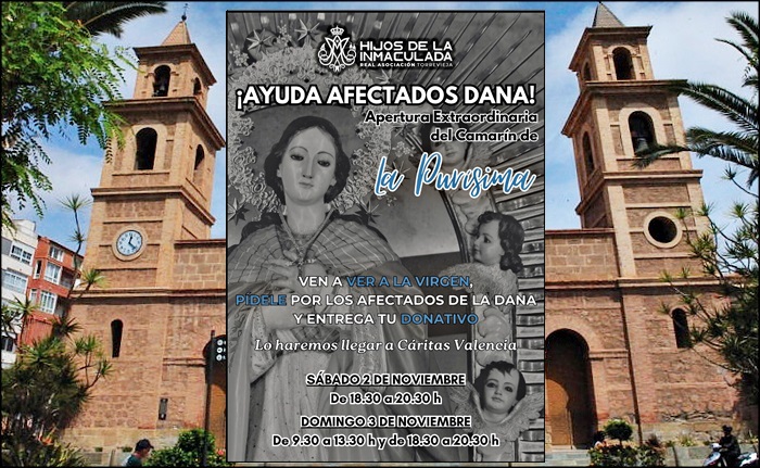 El Camarín de La Purísima se abrirá durante todo el fin de semana para recoger donativos para los afectados de la DANA