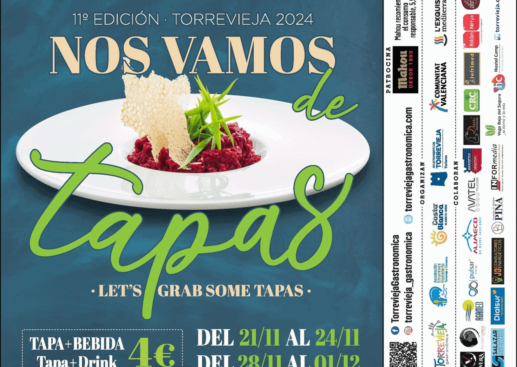 ¡Nos vamos de tapas! 11º Edición. Del 21/11 al 24/11 y del 28/11 al 01/12