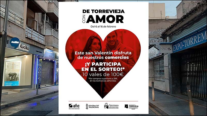 “De Torrevieja con amor”, la campaña de San Valentín que inunda los comercios de Torrevieja
