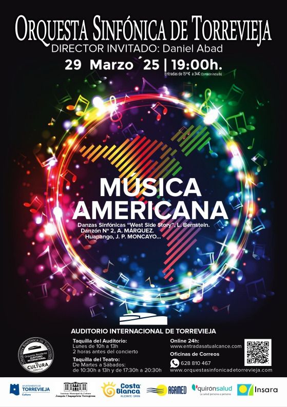 Últimas entradas para el concierto de hoy «Música Americana» de la Orquesta Sinfónica de Torrevieja
