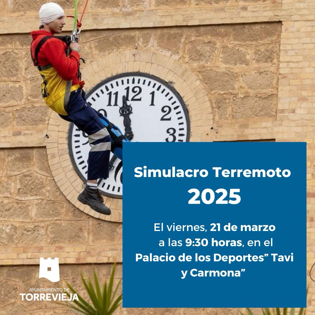 Simulacro de terremoto en Torrevieja, hoy viernes, 21 de marzo, a las 09:30 horas, en el palacio de deportes “Tavi y Carmona”