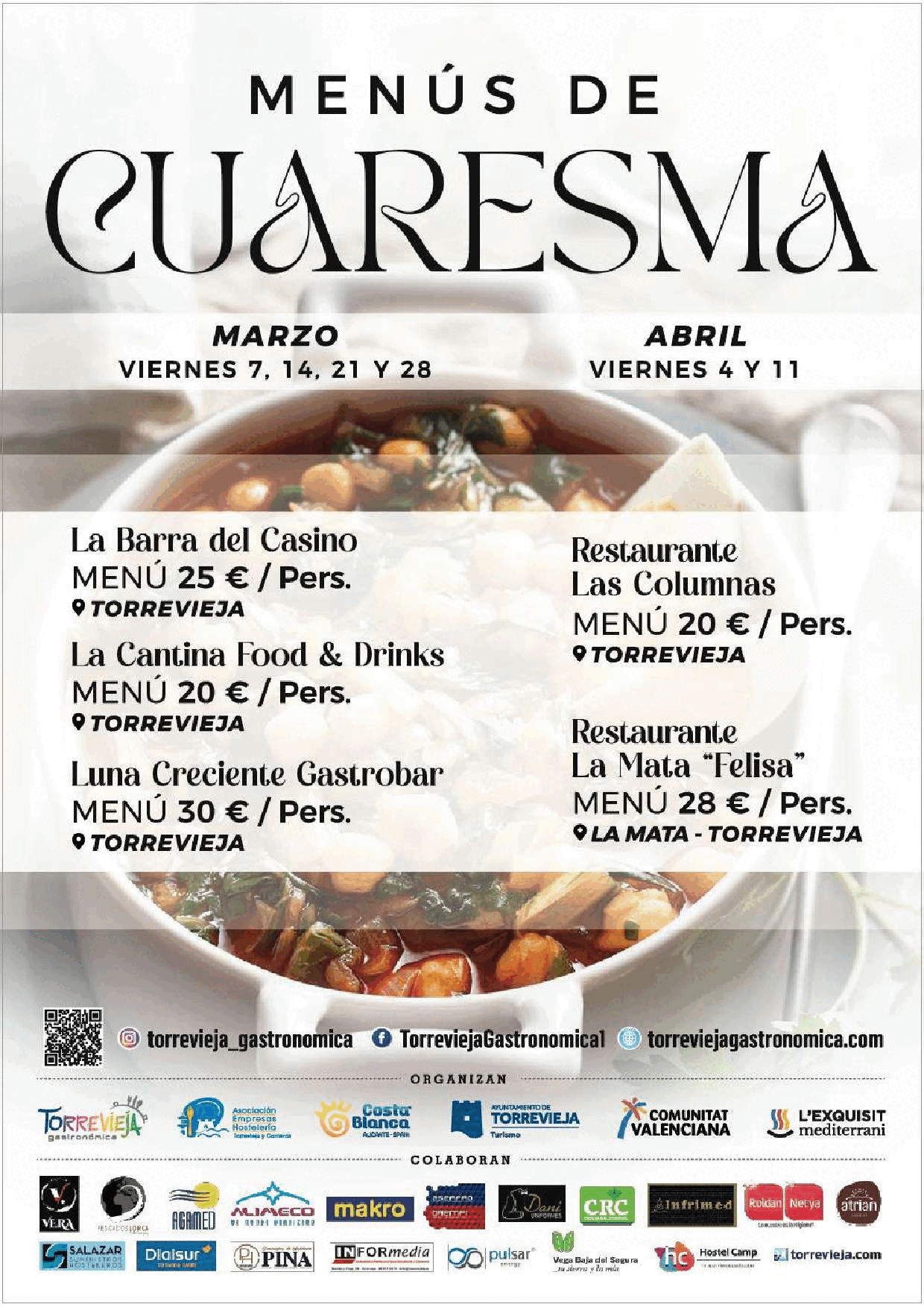 MENÚS  DE CUARESMA. Cada viernes de este periodo restaurantes de Torrevieja elaboran platos tradicionales para usted