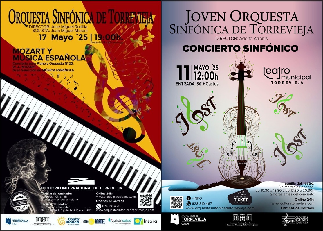 Próximos conciertos: Orquesta Sinfónica de Torrevieja – Joven Orquesta Sinfónica  de Torrevieja