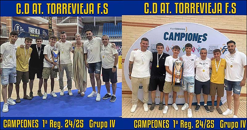 ¡Orgullo salinero! El Torrevieja Fútbol Sala levanta la copa de campeones y celebra su ascenso a Preferente