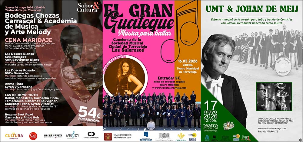 El Teatro Municipal centra la agenda de esta semana con Sabor & Cultura, el Gran Guateque de Los Salerosos y el concierto de la UMT con Johan de Meij