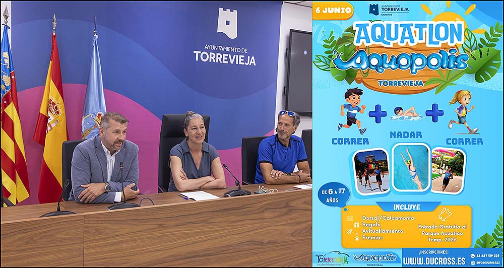 Aquópolis Torrevieja celebra un Aquatlón infantil y juvenil el próximo 6 de junio