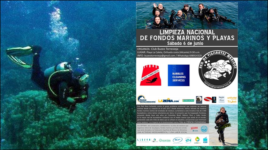 Buceadores y voluntarios volverán a unirse mañana en Orihuela Costa para limpiar el mar y ayudar a quienes más lo necesitan
